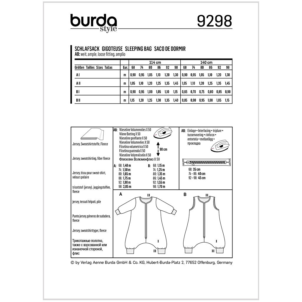 Burda Mønster, mørk grøn, Sovepose, 1stk. - Billede 2