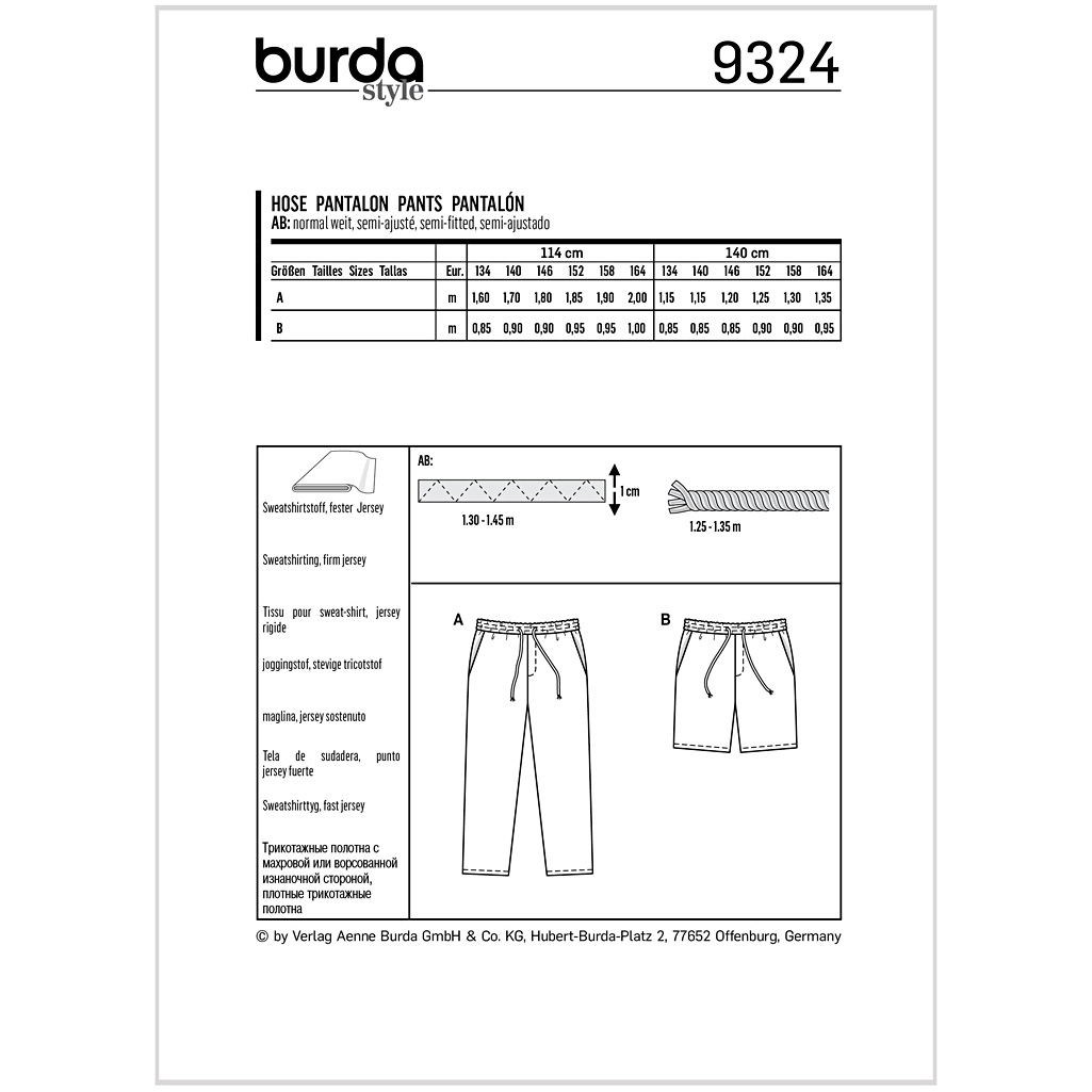 Burda Mønster Børn, Bukser Str 134-164 - Billede 2