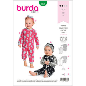Burda Mønster Baby, Overall, Hue, Bånd. Str 56-86