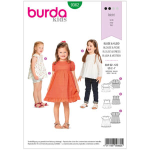Burda Mønster Børn, Bluse & Kjole, Str 92-122