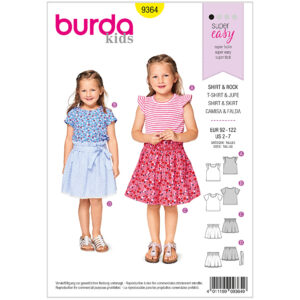 Burda Mønster Børn, Shirt & Nederdel, Str 92-122