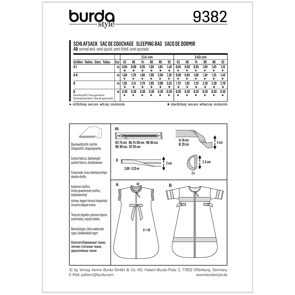 Burda Mønster, Sovepose, 1stk. - Billede 2