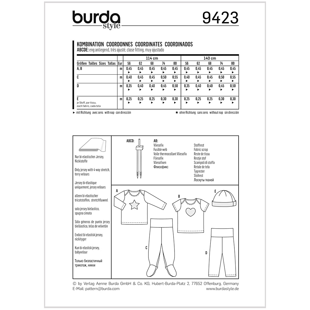 Burda Mønster Baby, Kombination, Str 56-80 - Billede 2