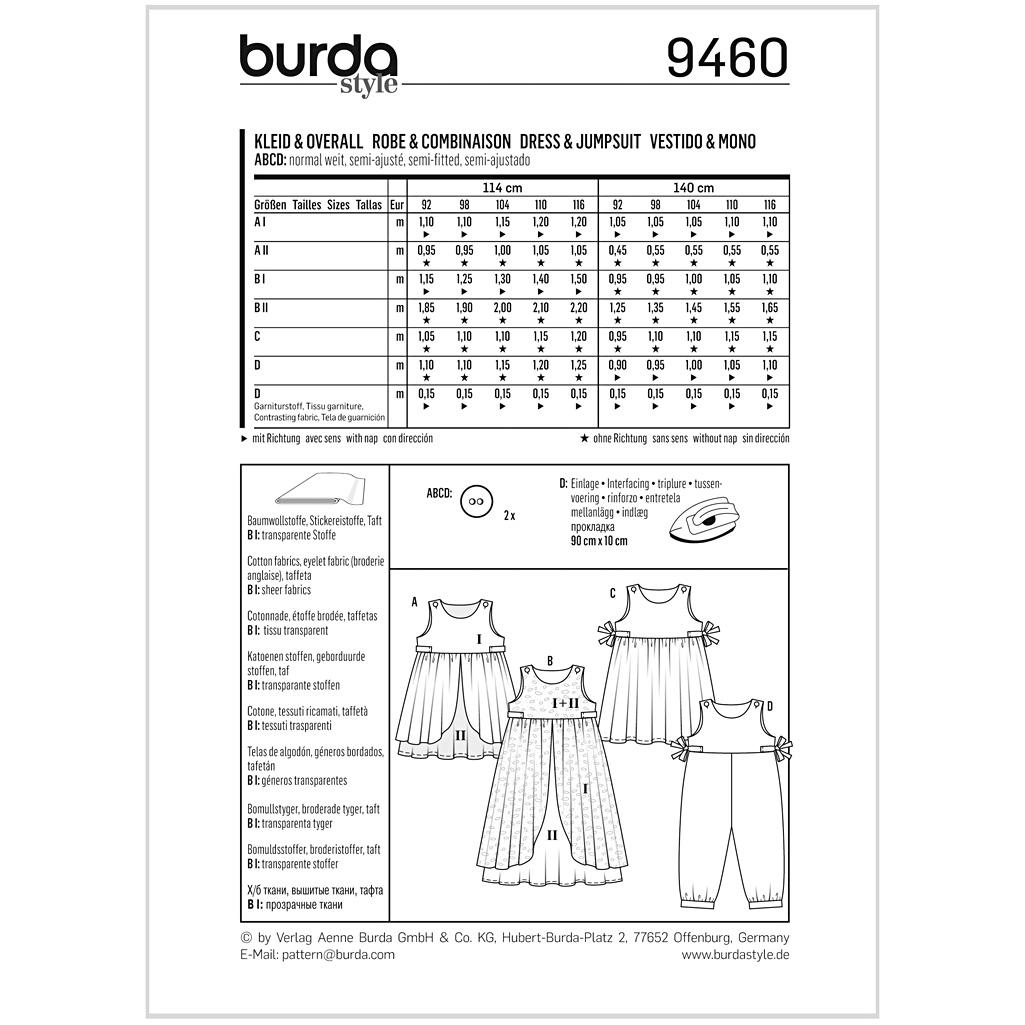 Burda Mønster børn, Kjole. str 92-116 - Billede 2