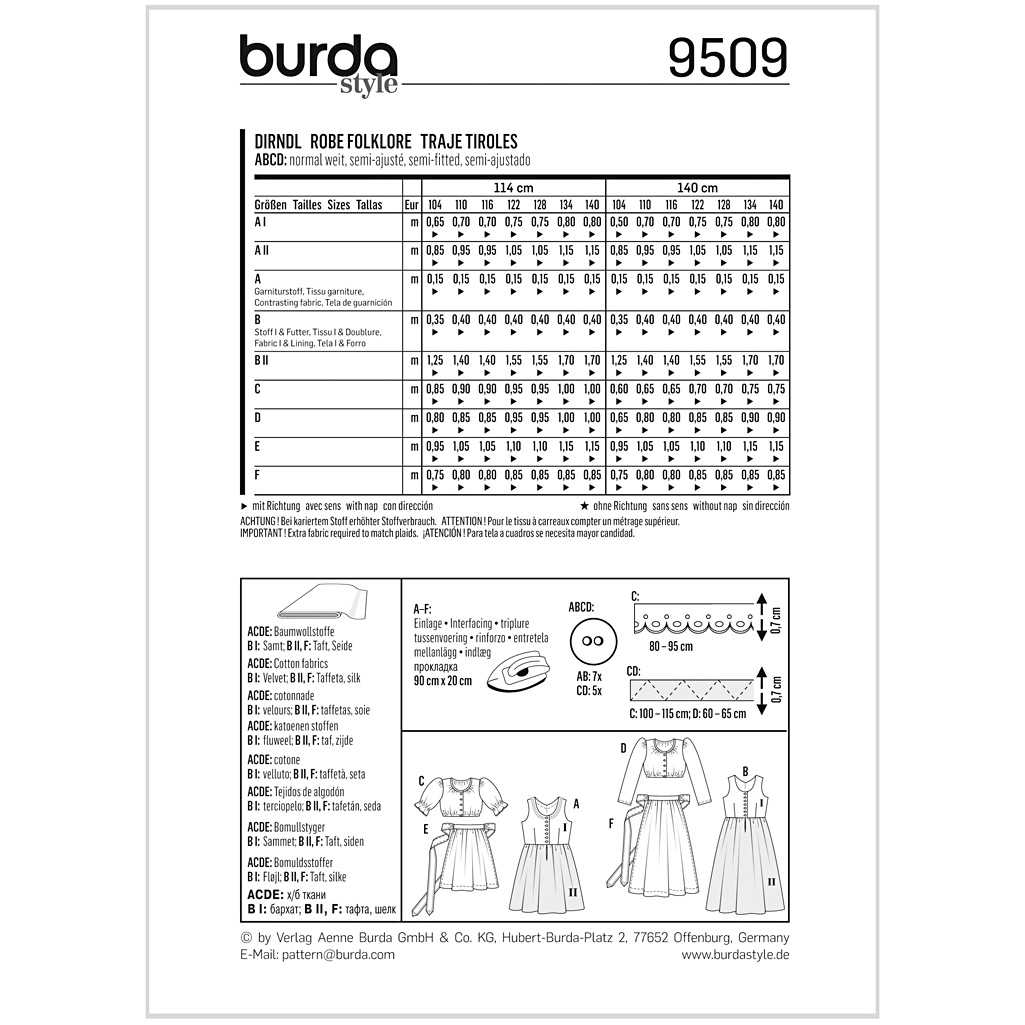 Burda Mønster Børn, Dirndl, Str 104-140 - Billede 2