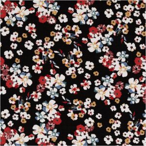Bomuldsjersey m/ små blomster Sort