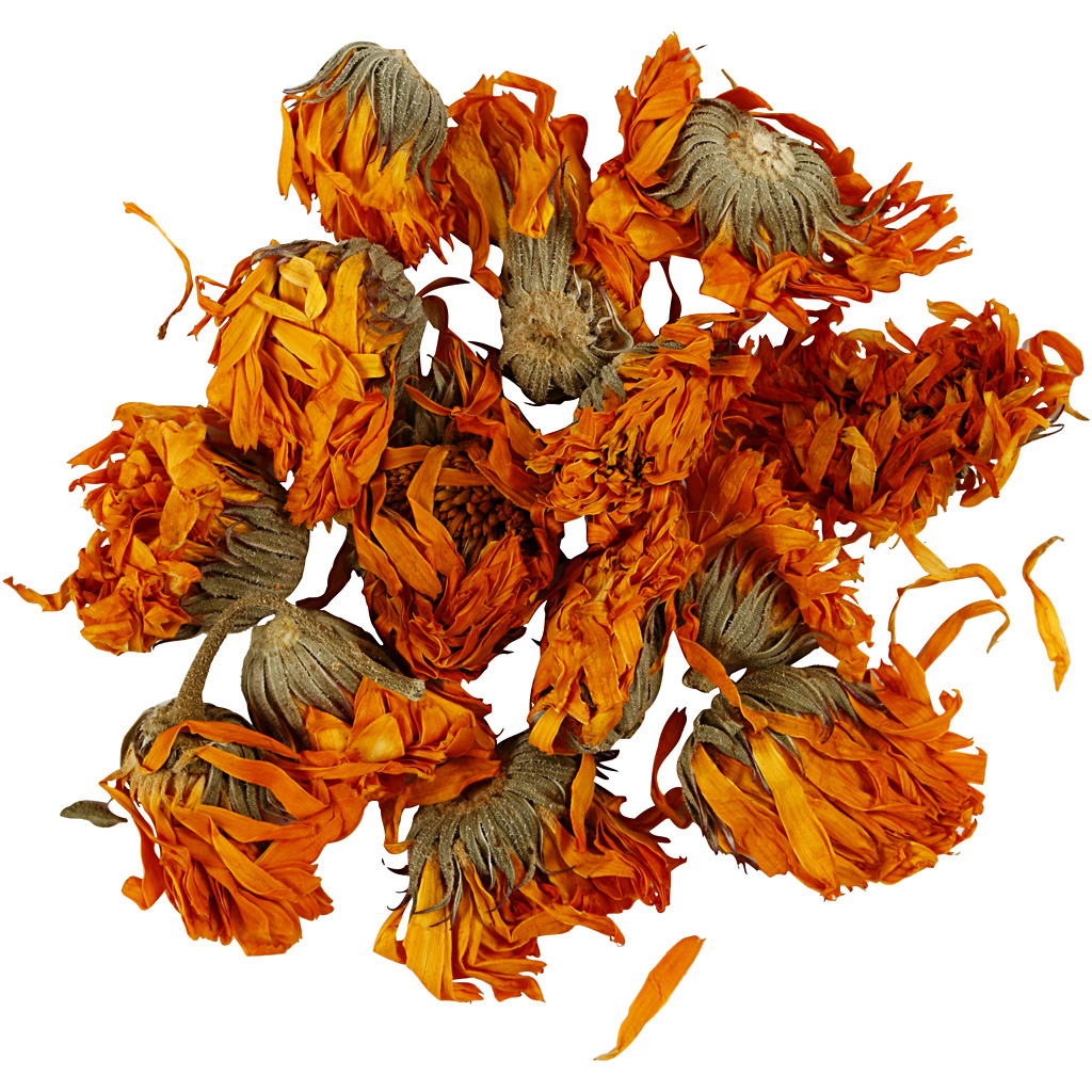 Tørrede blomster, gylden, Morgenfruer, diam. 1 - 1,5 cm, 1 pk.