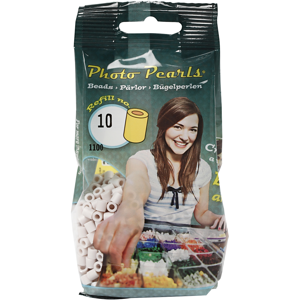 PhotoPearls, lys grå (10), str. 5x5 mm, hulstr. 2,5 mm, medium, 1100 stk./ 1 pk. - Billede 2