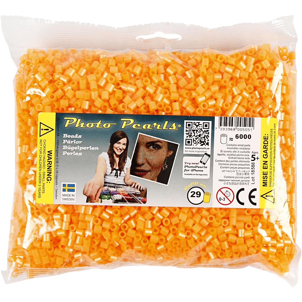 PhotoPearls, abrikos (29), str. 5x5 mm, hulstr. 2,5 mm, medium, 6000 stk./ 1 pk. - Billede 2