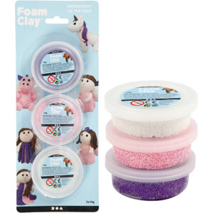Foam Clay®, pink, lilla, hvid, glitter,metallic, 3x14 g/ 1 pk.
