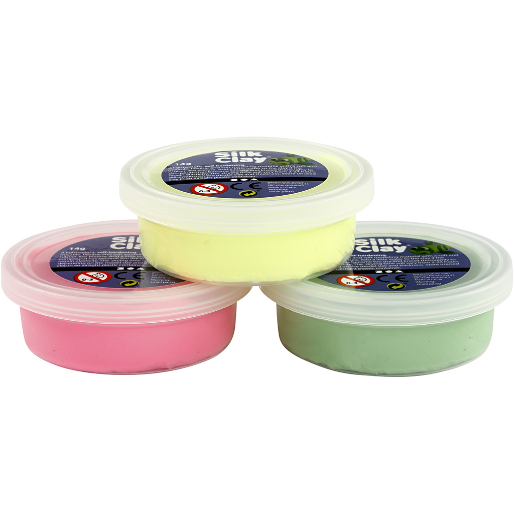 Silk Clay®, lys grøn, neon pink, neon gul, 3x14 g/ 1 pk. - Billede 2