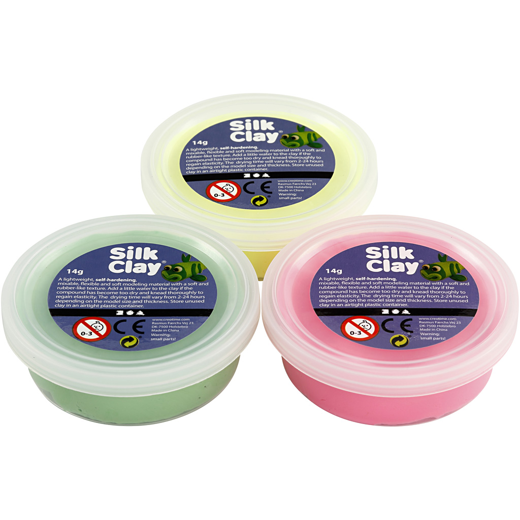 Silk Clay®, lys grøn, neon pink, neon gul, 3x14 g/ 1 pk. - Billede 6