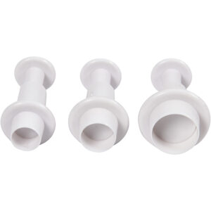 Udstikkere med præg, hvid, cirkel, diam. 2,1+2,3+2,6 cm, 3 stk./ 1 pk.