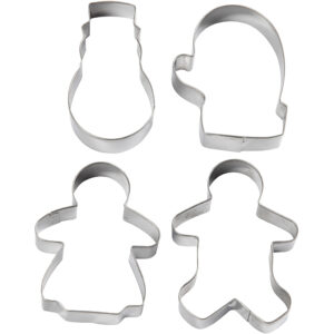 Udstiksforme, kagekone, kagemand, vante og snemand, H: 8 cm, 4 stk./ 1 pk.