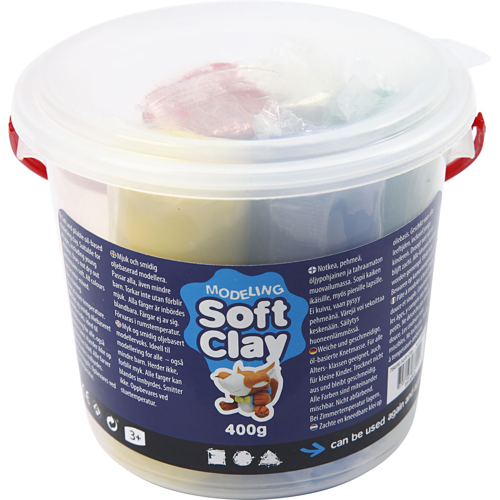 Soft Clay Modellervoks, ass. farver, H: 9,5 cm, 400 g/ 1 spand - Billede 4