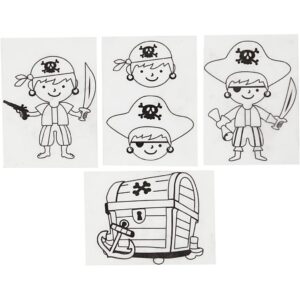 Krympeplast med motiver, mat transparent, pirater, 10,5x14,5 cm, tykkelse 0,3 mm, 4 ark/ 1 pk.