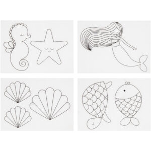 Krympeplast med motiver, mat transparent, havfrue, 10,5x14,5 cm, tykkelse 0,3 mm, 4 ark/ 1 pk.