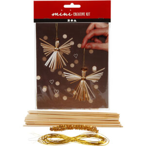 Mini DIY Kit, engel i halm, H: 8 cm, 1 sæt