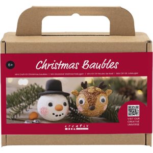 Mini DIY Kit Julekugler, Rensdyr og snemand 1 pk.