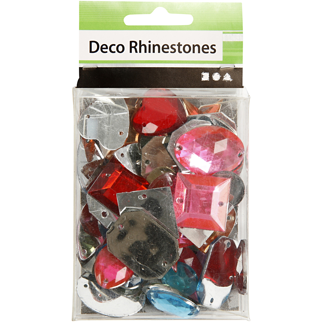Rhinsten, ass. farver, str. 15-17 mm, 15 g/ 1 pk. - Billede 2